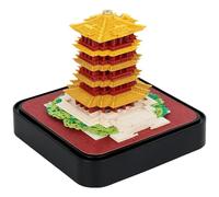 Time Piece Calendar 2024 with LED 3D Calendar with Touch Switch Chinese Style Building 3D Memo Pad Tear Away Art Sculpture with Acrylic Cover for New Year No Battery