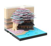 Time Piece Calendar 2025, 2025 Desk Calendar Memo Pad with LED Lights, 3D Castle Calendar Notepads, 3D Paper Carving Art Craftwork Desk Decoration for Office Reading Room (Purple Tree House)
