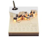 Time Piece Calendar, 2025 Art Memo Pad with Led Light, Tear Away Notepad Planner Timepiece Decoration for Desk Office Wall Fridge Family Kids Boys Girls Dad