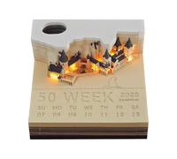 Time Piece Calendar, 2025 Desk Calendar with LED Light, 3D Memo Pad Calendar DIY Paper Carving Calendar 2025 Art Memo Pad Notepad Gift for Christmas Housewarming Desktop Decoration