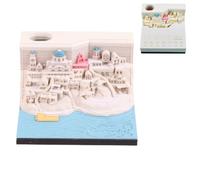 Time Piece Calendar 2025 Desk Calendar with LED Light 3D Tear-away Calendar Paper Carving Art Memo Pad Notepad Gift for Christmas Housewarming Desktop Decoration (With Calendar & Light)