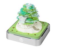 Time Piece Calendar 2025,Desk Calendar With Led Lights 2025 3D Calendar Paper Carving Art Memo Pad Notepad Green Tree Tear Away Calendar 3D Paper Carving Art Craftwork Desk Decoration for Home Office