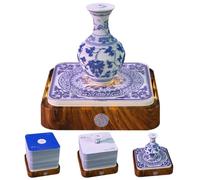 Time Piece Calendar 2026,3D Blue and White Porcelain Memo Pad with LED Light,2026 3D Calendar DIY Paper Carving Art Desktop Decoration Gift for Christmas Birthday