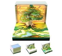 Time Piece Calendar,2026 3D Desk Calendar with Light,DIY Tear-away Art Memo Pad 3D Notepad,Creative Miniature Treehouse Paper Sculpture Artsy Pads,Office Stress Relief Decorations