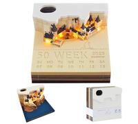 Time Piece Calendar 2026, 3D Magic Castle Weekly Calendar with LED Light, Desk Calendar DIY Paper Carving Art Memo Pad Craft Gift for Christmas Atomasphere Housewarming Desktop Decoration