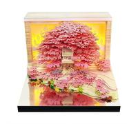Time Piece Calendar 2026 Desk Calendar, 3D Self-Stick Notes with Light,Tear Off Paper Carving Art Fantasy Tree Memo Pad, DIY Weekly Planner for Office Home Gifts Ornaments