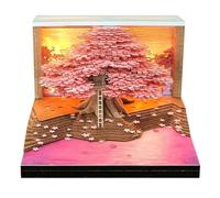 Time Piece Calendar 2026 Desk Calendar, Paper Sculpture Tree House 3D Calendar, Off Pap Light, with Notes Self-Stick Tear 3D