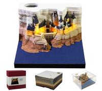 Time Piece Calendar, 2026 Desk Calendar With LED Light, Magic Castle Notepads, 3D Calendars Paper Carving Art Memo Pad Notepad, House Sculpture Present for Christmas Housewarming Decoration