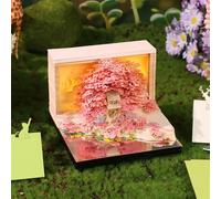 Time Piece Calendar 3D Calendar 2026 with LED Light,Tear-Away 3d Paper Art Notepad,Creative Memo Artsy,Tree House Desk Calendar,Notepad Gift for Christmas Housewarming Desktop Decoration (Pink)