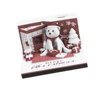 Time Piece Desk Calendar 2025 with Mirror Base and Acrylic Cover, Desktop Decoration Art Calendar Sculpture for Home Office- Christmas Bear