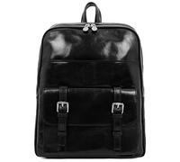Time Resistance Black Full Grain Leather Backpack - Large Vintage Rucksack Purse for Laptop up to 15” - Spacious Business Backpack for Men and Women - Handmade Italian Leather Unisex Travel Daypack