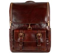 Time Resistance Brown Leather Backpack for Laptop up to 15” - Large Travel Daypack for Men and Women - Unisex Vintage Style Backpack - Full Grain Leather Bag - Everyday Rucksack