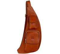 Time Resistance Cognac Brown Leather Sling Bag for Men and Women - Genuine Leather Crossbody Bag - Sling Backpack - Small Messenger Bag - Unisex Shoulder Bag - Handmade Full Grain Bag Made in Italy