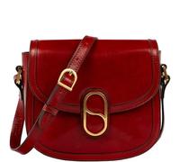 Time Resistance Full-Grain Leather Crossbody Bag - Shoulder Bag with Magnetic Closure - Leather Messenger Bag for Women (Red)