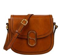 Time Resistance Full-Grain Leather Crossbody Bag - Shoulder Bag with Magnetic Closure - Leather Messenger Bag for Women (Cognac Brown)