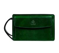 Time Resistance Green Leather Clutch Purse for Men - Handmade Men's Wrist Bag - Italian Leather Clutch Bag - Small Business Briefcase - Small Everyday Items Organizer - Men's Handbag