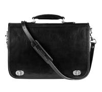Time Resistance Hand Crafted Leather Messenger Shoulder Bag 15 Inch Laptop Briefcase Business Attache Black