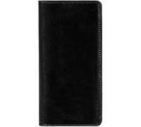 Time Resistance Leahter Wallet - Black Full Grain Leather Suit Wallet - Breast Pocket Tall Billfold Card Wallet - Luxurious Slim Wallet Made in Italy