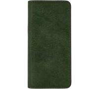 Time Resistance Leahter Wallet - Black Full Grain Leather Suit Money Holder - Tall Billfold Card Wallet - Made in Italy (Green)
