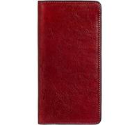 Time Resistance Leahter Wallet - Red Full Grain Leather Suit Money Holder - Tall Billfold Card Wallet - Luxurious Slim Wallet Made in Italy