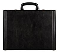 Time Resistance Leather Attache Case - Full Grain Italian Leather Briefcase - Laptop Bag up to 15” - Hard Case with Lock (Black)