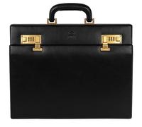 Time Resistance Leather Attache Case - Full Grain Italian Leather Briefcase - Laptop Bag up to 15” - Hard Case with Lock (Black)