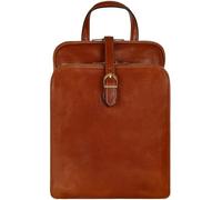 Time Resistance Leather Backpack - Convertible to Shoulder Bag - Full Grain Real Leather Travel Rucksack for Women (Cognac Brown)