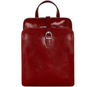 Time Resistance Leather Backpack - Convertible to Shoulder Bag - Full Grain Real Leather Travel Rucksack for Women, Red, Classic