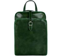 Time Resistance Leather Backpack - Convertible to Shoulder Bag - Full Grain Real Leather Travel Rucksack for Women, Green, Classic