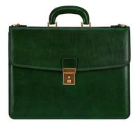 Time Resistance Leather Briefcase - Full Grain Leather Attache Case Handmade Laptop Bag (Green)