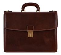 Time Resistance Leather Briefcase - Full Grain Leather Attache Case - Laptop Bag (Brown)