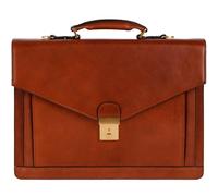 Time Resistance Leather Briefcase - Full Grain Leather Bag for Men - Business Attache - Shoulder Bag for a Laptop (Cognac Brown)