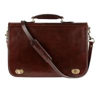 Time Resistance Leather Briefcase Hand-Crafted Shoulder Messenger Bag for Laptop up to 15 Inch Dark Brown