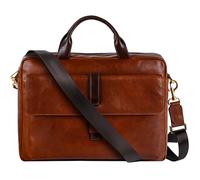 Time Resistance Leather Briefcase - Italian Handmade Leather Bag - Briefcase for Men and Women (Cognac Brown)