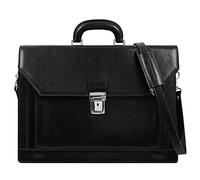 Time Resistance Leather Briefcase - Work bag Handmade in Italy - Business Shoulder Bag (Black)