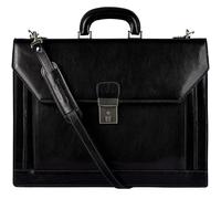 Time Resistance Leather Briefcase - Work bag Handmade in Italy - Business Shoulder Bag (Black)
