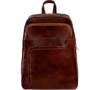 Time Resistance Leather Business Backpack - Leather Backpack for Laptop or A4 Portfolio - Computer Bag Made in Italy (Brown)