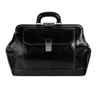 Time Resistance Leather Doctor Bag - Top Handle Bag - Medical Briefcase - Gladstone Handbag (Black)