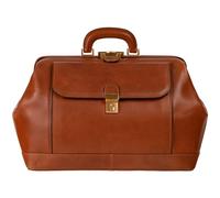 Time Resistance Leather Doctor Bag - Top Handle Bag - Medical Briefcase - Gladstone Handbag (Cognac Brown)