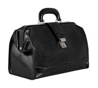 Time Resistance Leather Doctor Bag - Vintage Style Leather Handbag - Leather Briefcase for Men and Women (Black)