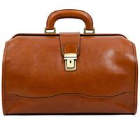 Time Resistance Leather Doctor Bag - Vintage Style Leather Handbag - Leather Briefcase for Men and Women (Cognac Brown)