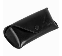 Time Resistance Leather Glasses Case - Hard Shell Leather Eyewear Holder - Sunglasses Case Handmade in Italy (Black)