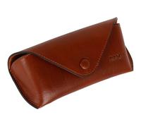 Time Resistance Leather Glasses Case - Hard Shell Leather Eyewear Holder - Sunglasses Case Handmade in Italy (Cognac Brown)