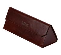 Time Resistance Leather Glasses Case - Hard Shell Leather Eyewear Holder - Sunglasses Case With Magnetic Closure - Holder Handmade in Italy (Brown)