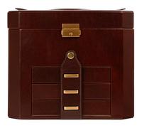 Time Resistance Leather Jewelry Box - Full Grain Leather Jewellery Organizer - Brown Accessories Storage Key Lock -Box for Women (Brown)