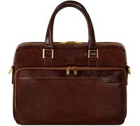 Time Resistance Leather Laptop Bag - 13 inch Leather Laptop Case with Shoulder Strap - Briefcase Satchel Messenger Bag (Brown)