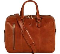 Time Resistance Leather Laptop Briefcase - Full Grain Leather Computer Bag for Men and Women (Cognac Brown)