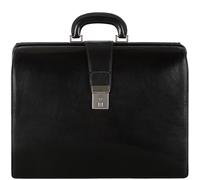 Time Resistance Leather Lawyer Briefcase - Italian Attache Doctor Bag (Black)