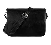 Time Resistance Leather Messenger Bag - Handmade Crossbody Bag - Shoulder Bag Made in Italy (Black)