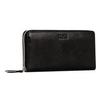 Time Resistance Leather Minimalist Wallet - Handmade Italian Full-Grain Leather Continental Wallet - Slim Cards and Cash Holder (Black)